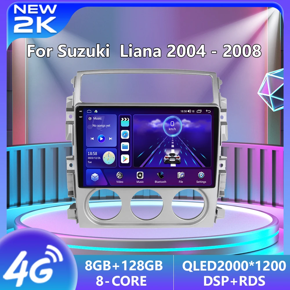 

2K 2din Android13 Car Radio Multimedia Video Player For Suzuki Liana 2004-2008 Navigation GPS Carplay RDS DSP DVD 5G QLED Stereo