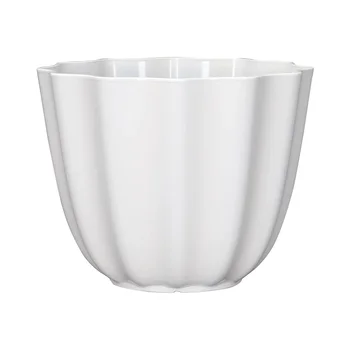 12-Inch Cream Recycled Resin Planter Pot with Poppy Pattern, Square Outdoor Flower Container 2