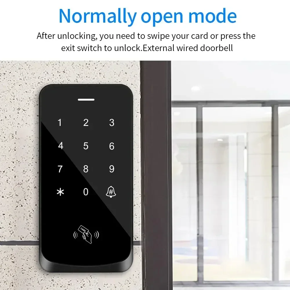 Door Lock Access Control Card Reader IP67Waterproof RFID 125KHz Control Keyboard Touch Screen Access Controller Smart Electronic