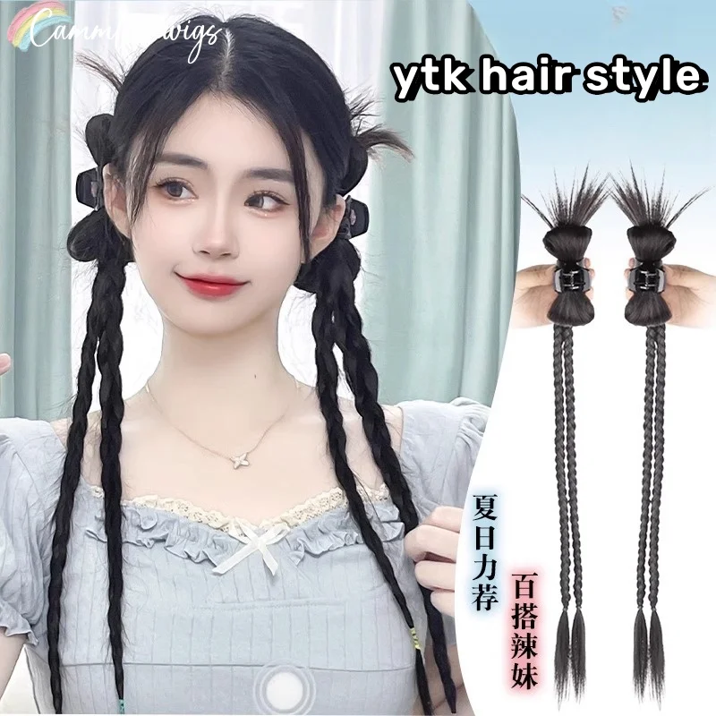 

Cammlia wig Y2K hair style ponytail human hair Braided wig hair clip wear and go for beginners Synthetic Ponytails
