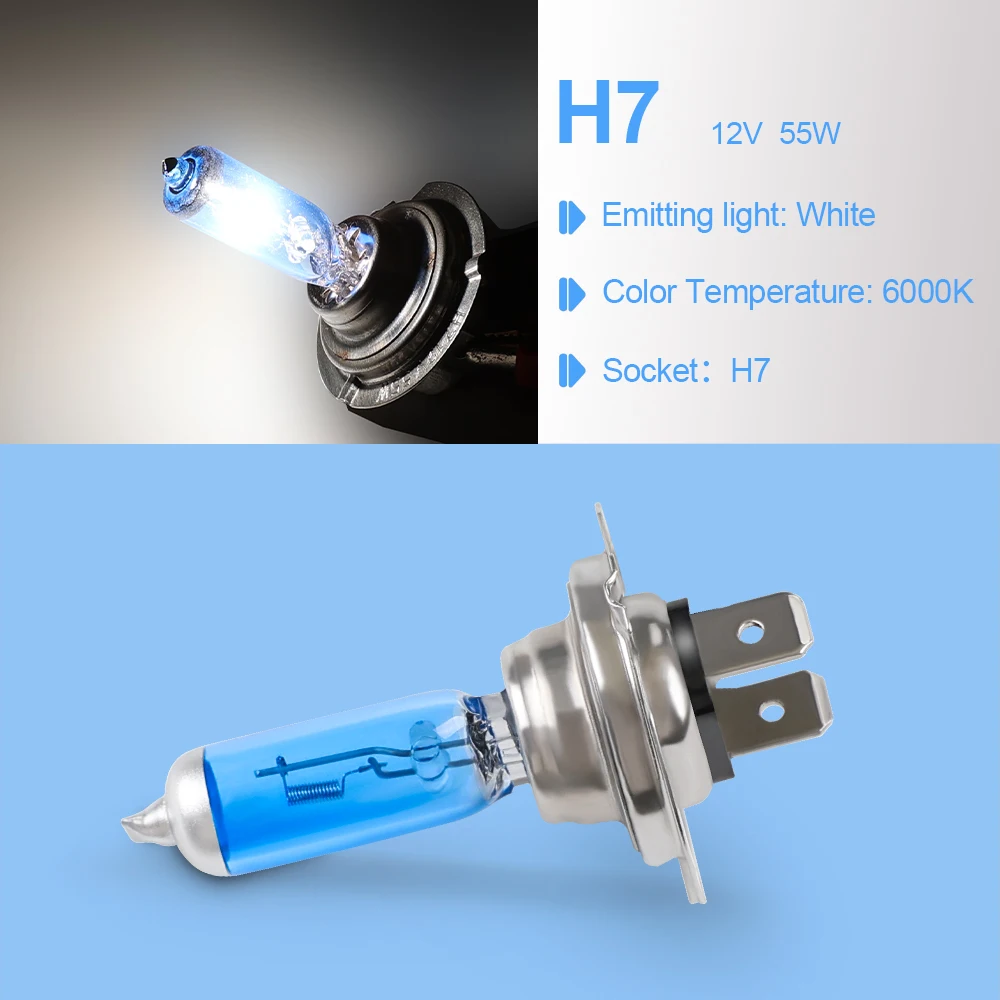 2 pz 6000k Super Bright White H7 lampadina alogena 12V lampadina