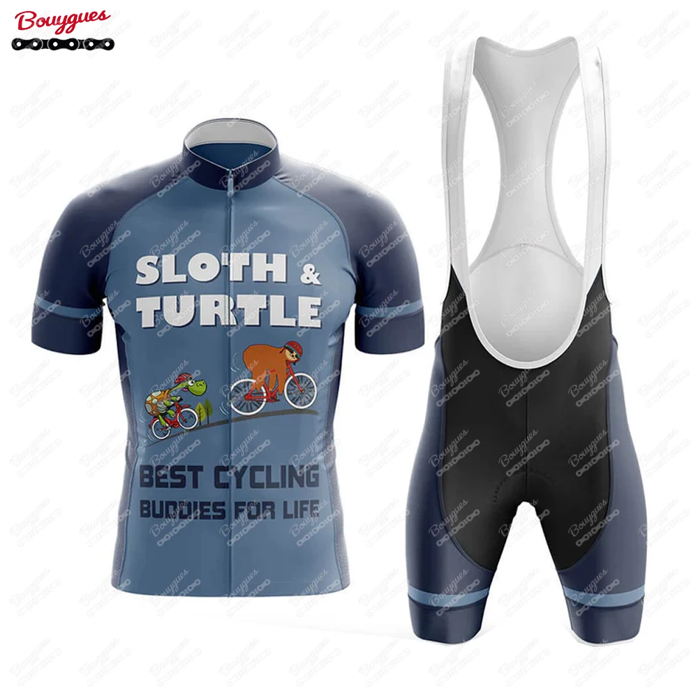 Sloth And Turtle Cycling jersey Sets Men's Cycling Clothing Summer Short Sleeve MTB Bike Suit Pro Bicycle Clothes Ropa Ciclismo