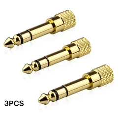 Durable Gold - Plated Audio Jack Converter - 6.35mm to 3.5mm Adapter (3 Pcs)
