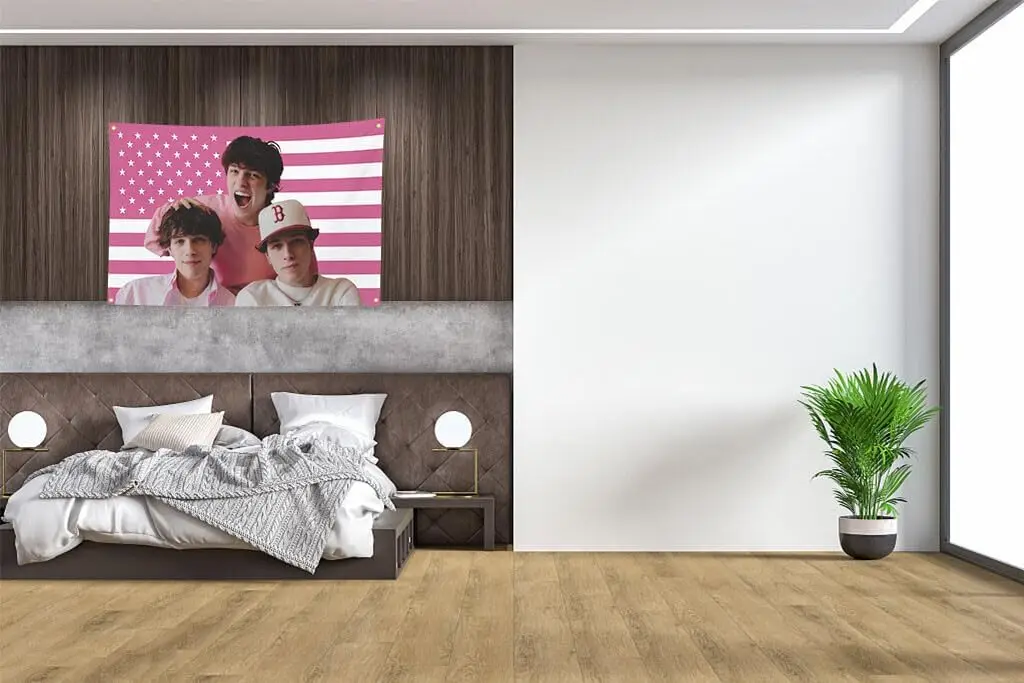 Sturniolo Triplets Pink Tapestry American Flag 3x5Ft 100D with 4 Brass Grommets 100D Polyester Flag for Bedroom, Double Stitched