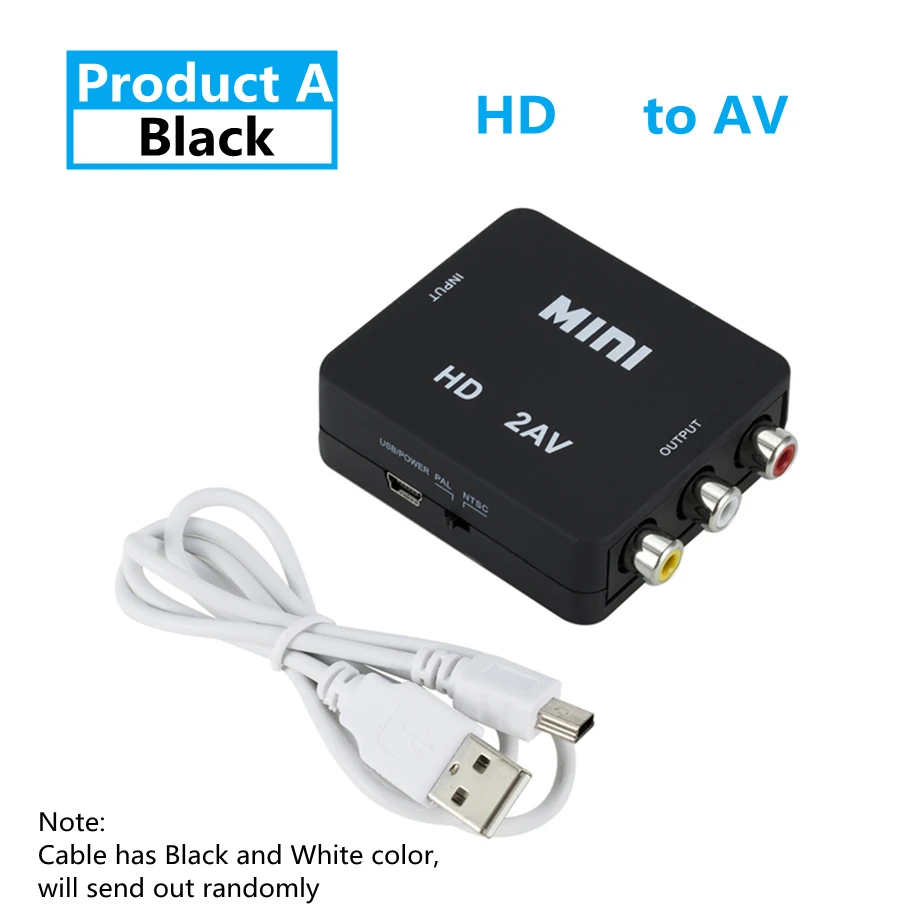 Hdmi-compatível com av rca conversor caixa adaptador hdmi para av/cvsb l/r vídeo full hd 1080p hd2av conversor para ps4 tv pc projetor