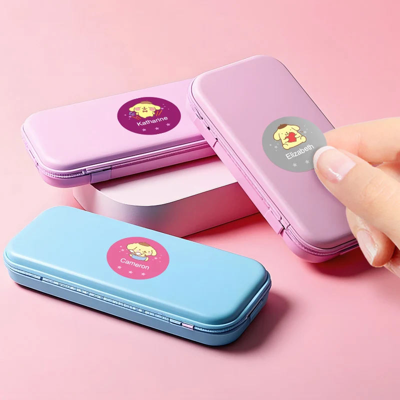 개학을 위한 맞춤형 폼폼푸린 이름 스티커, 병, 펜 - 크리스마스 선물용 생생한 방수 개인 맞춤 라벨