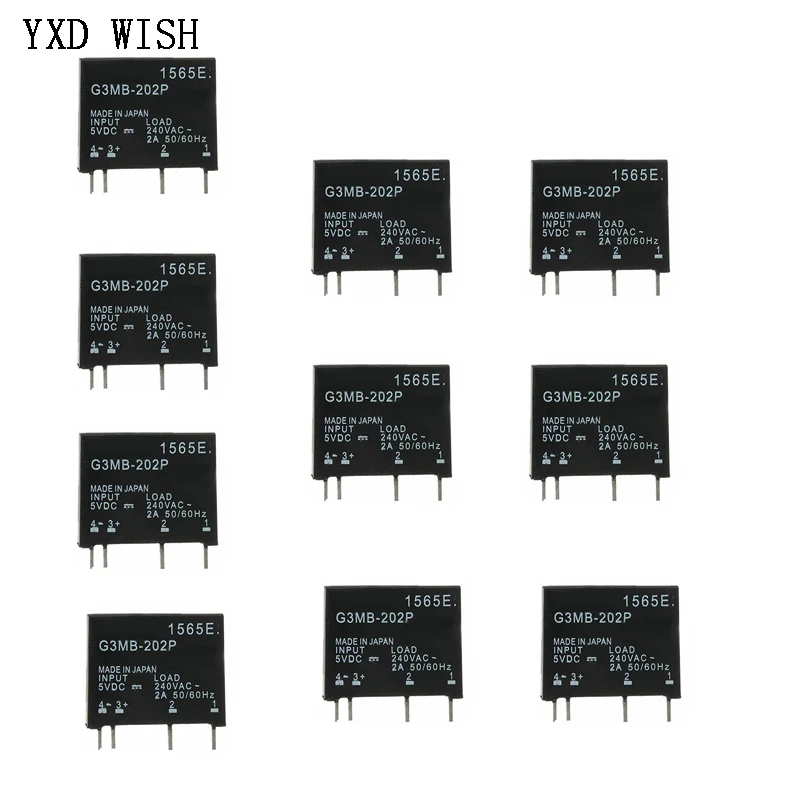 Módulo do Relé do Estado Sólido G3mb202p G3mb 202p Dc-ac Pwb Ssr em 5v 12v 14vdc para Fora 240v C.a. 2a 10 Peças