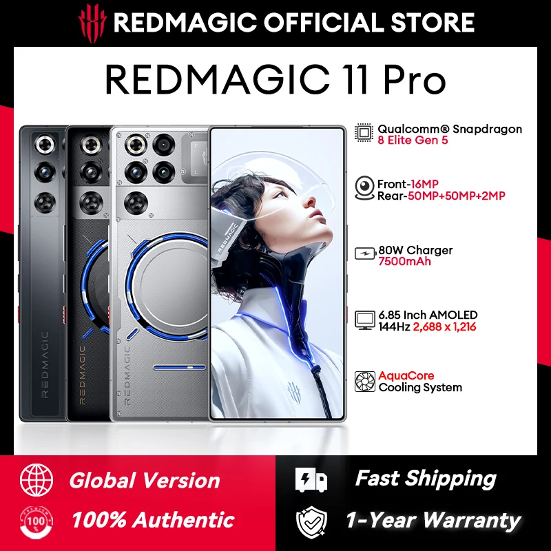 النسخة العالمية Redmagic 11 Pro NX809J Snapdragon 8 Elite Gen 5 6.85 1