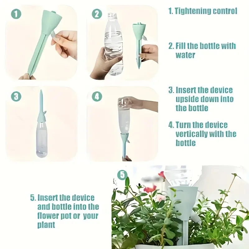 20pcs Auto Drip Irrigation Kit. Adjustable, Battery-Free Watering for Potted Plants. Compatible with Standard EU/US Bottles. - 5
