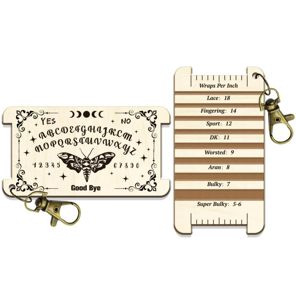 1 Pc Moth Board Spinning Control Card Occult Yarn WPI Guide Gauge with Clasp Wood Yarn Wrap Guide Board with Diz for Spinners