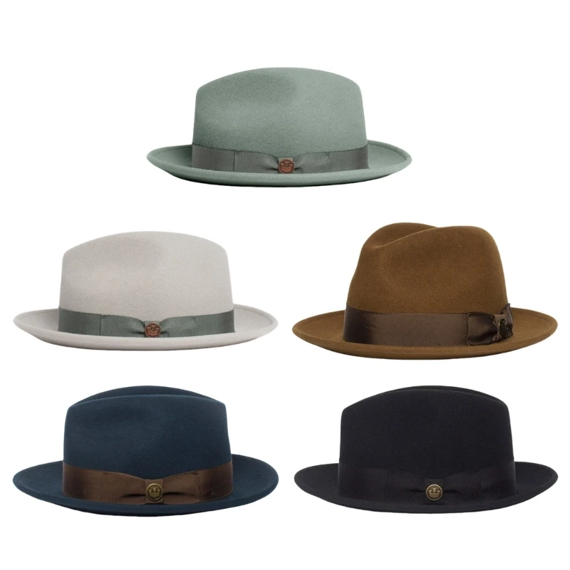 Classical Homburg Hat Panama Hat Gift for Boyfriend Top Wide Brimmed F3MD