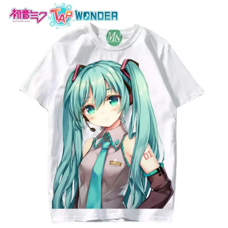 Hatsune Miku Co-Branded Cartoon Print Ladies' T-Shirt - 2D Animation Style