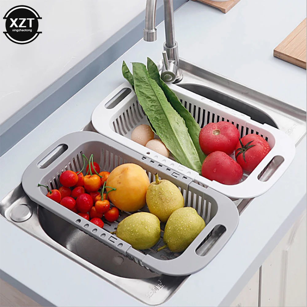 Expandable Sink Strainer Vegetable Fruit Drain Basket Space Saving