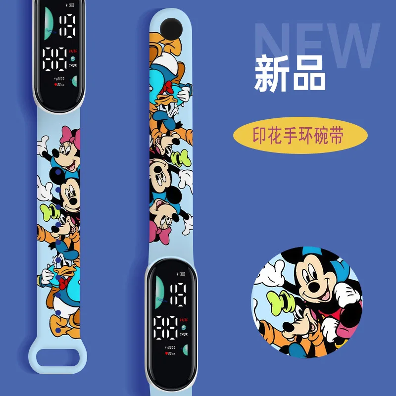 Mickey Minnie Cartoon Kids Watch Disney Series Anime figure Print Waterproof Electronic Sports Watch boys girls birthday gifts 6