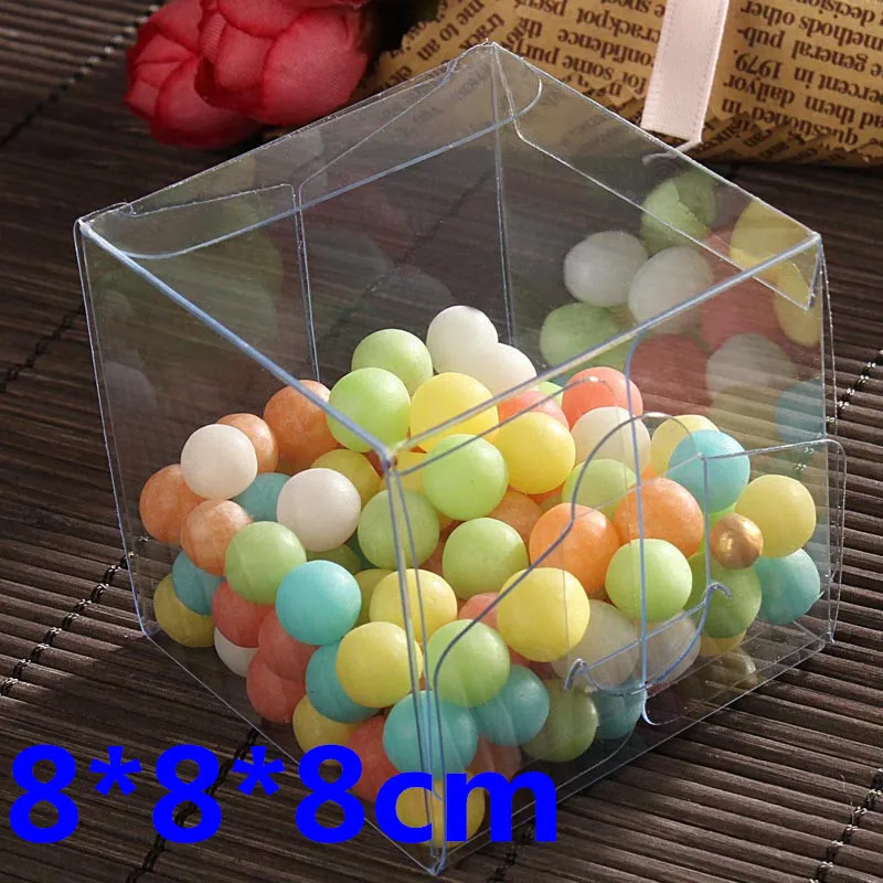

50 шт./партия, коробка из ПВХ для конфет, 8 х8х8 см