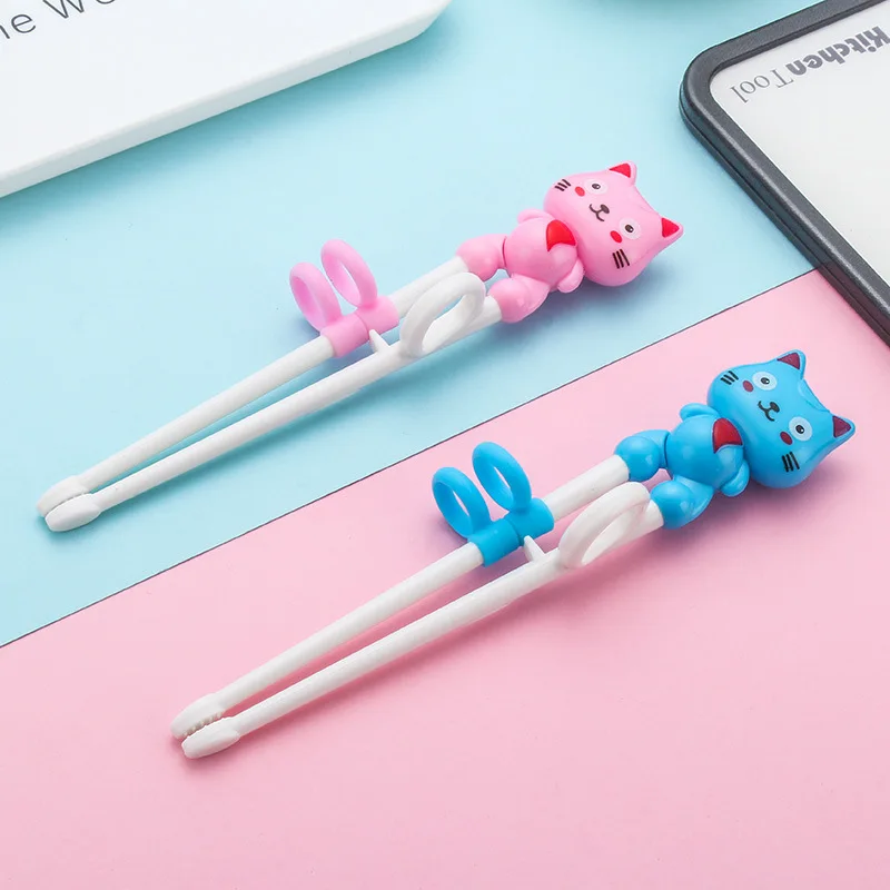 Cartoon Beginner Easy Use Chopsticks Cute Cat Baby Kids Children Fun Learning Training Helper Chopsticks