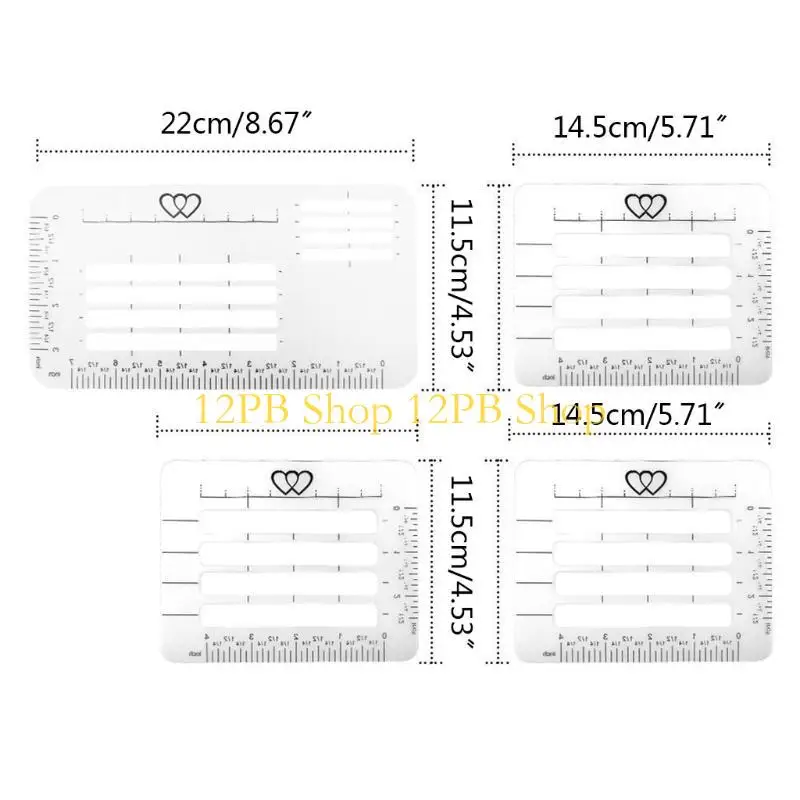 12PB 4 PCS 공예 주소 지정 안내서 노트북 다용도 레터 봉투 스텐실 템플릿
