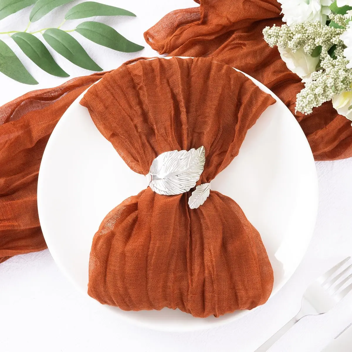 100 Pcs Gauze Cheesecloth Napkins 19.7 X 19.7 Inch Dinner Cloth Napkins with Wrinkled Decorative Cloth Napkins for Home Wedding