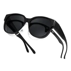 Oversized Polarized Wraparound Sunglasses with UV400 Protection (Black)