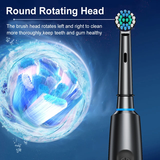 Electric Rotating Toothbrush Deep Clean Whitening Teeth for Adult Ultrasonic Toothbrush with 4/8pcs Refill Replacement Heads 2