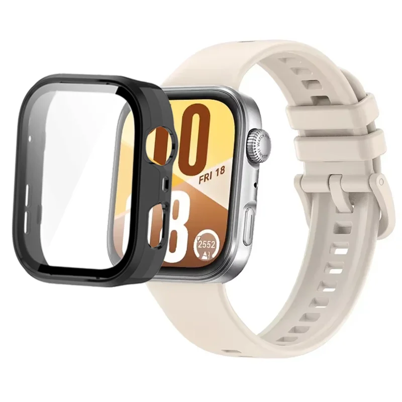 Breathable Silicone Strap with Protective Tempered Glass Screen and HD PC Case