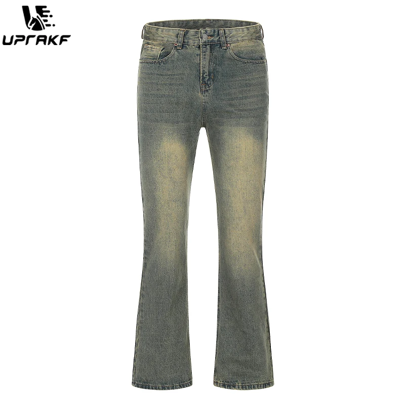 UPRAKF Jeans Pocket Blue Streetwear Summer Denim Pants Casual Straight-leg Fashion Trousers Fit Washed