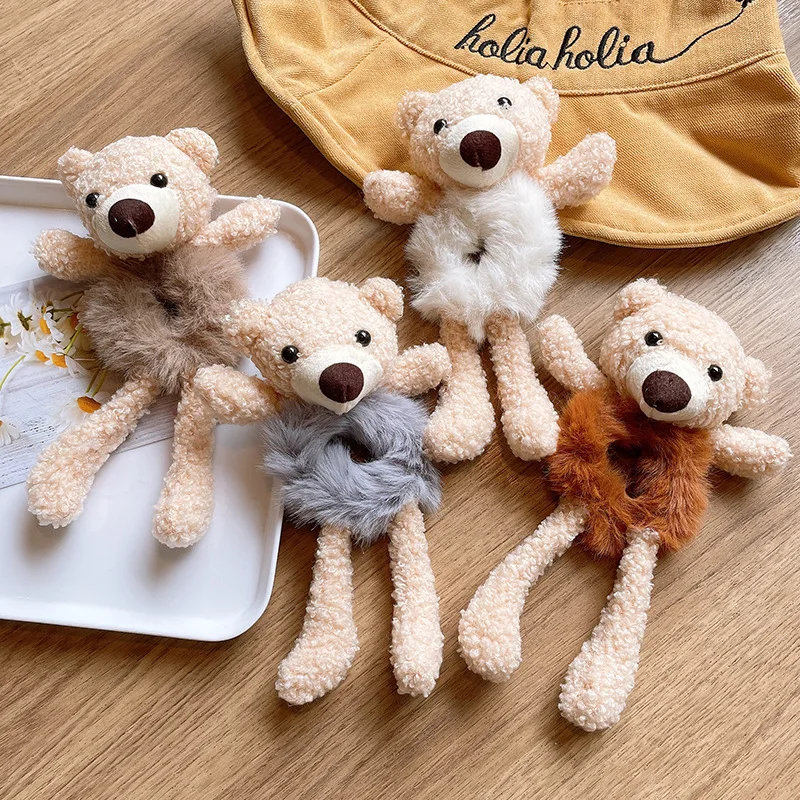 

Fashion Ladies Hair Tie Cute Plush Bear Rabbit Hair Rope Girl Elastic Hair Tie Hair Tie Ponytail Three-Dimensional Hair Ornament