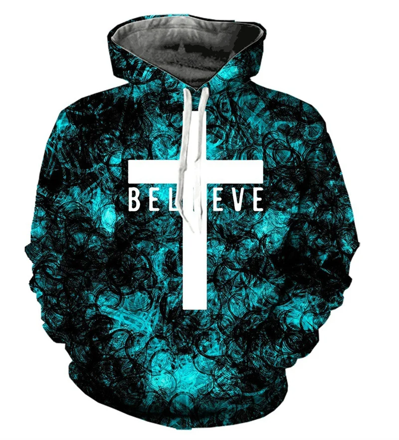 thumbnail image 1 of Sudadera con capucha con estampado 3D de cruz cristiana de Jesús, sudadera con capucha de manga larga para hombre, jersey de primavera y otoño, ropa de calle, sudaderas con capucha, 1 of 5