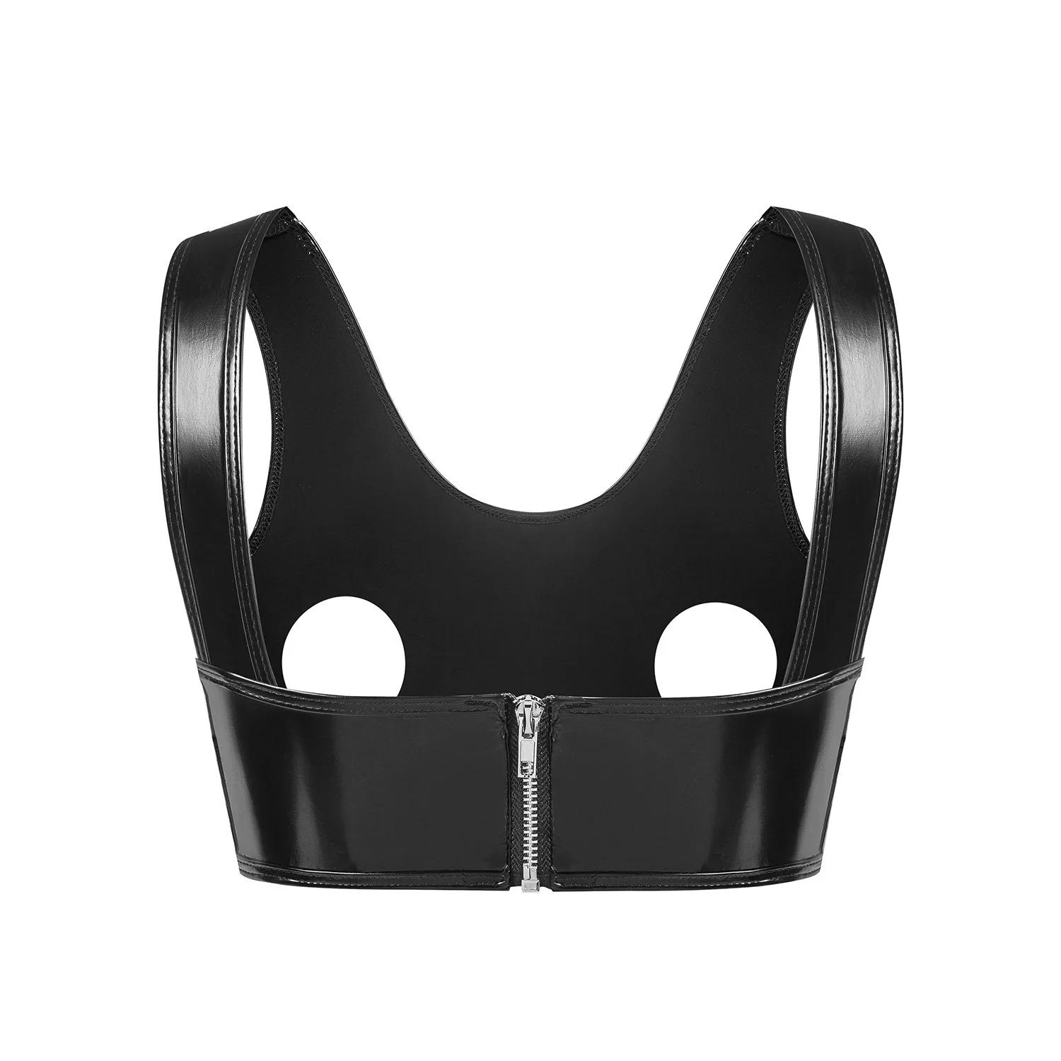 Womens Wet Look PVC Leather Bra Tops Lingerie Exotic Open Cups Exposed Nipples Underwire Brassiere Bralettte Tops Nightwear