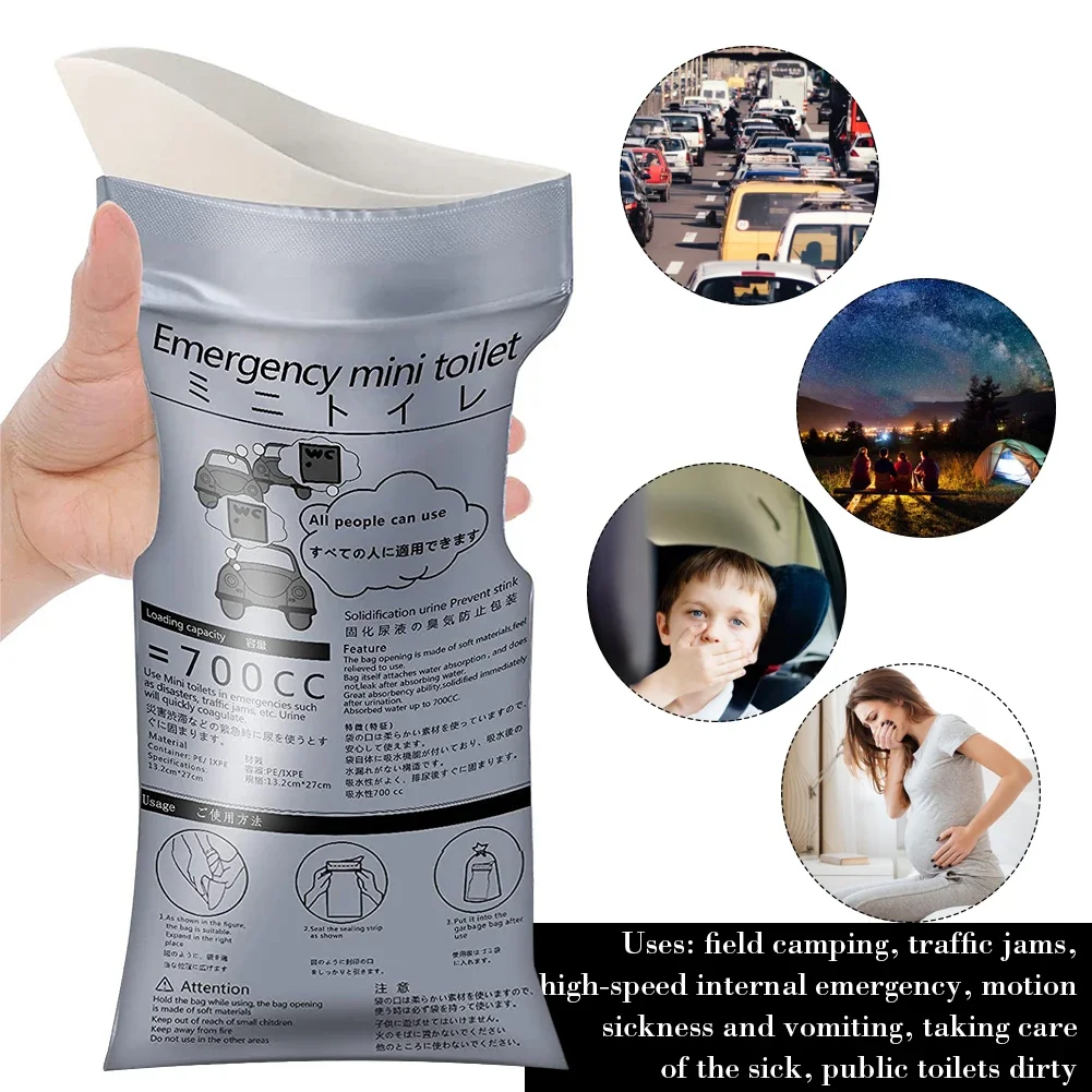 Travel Mini Mobile Toilet Portable Urine Bag Outdoor Emergency Urinate Bags 700ml Disposable Vomiting Bag for Baby Women Men