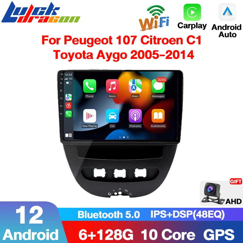 Autoradio Navigation Bt Wifi Per Peugeot 107 Citroen C1 Toyota Aygo 2005-2014 Stereo Android12 Radio Car Head Unit Car Stereo