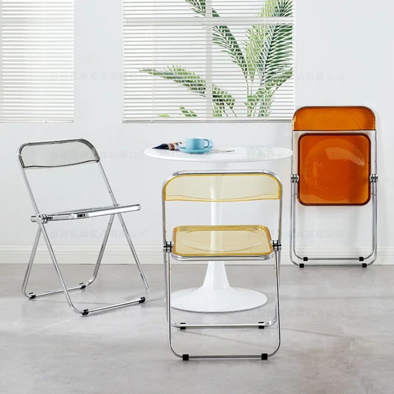 Transparent Chair Acrylic Fashion Photo Chair Modern Milk Tea Ins Dining Chair Stool Folding Chair Dining Chair Restaurant Chair