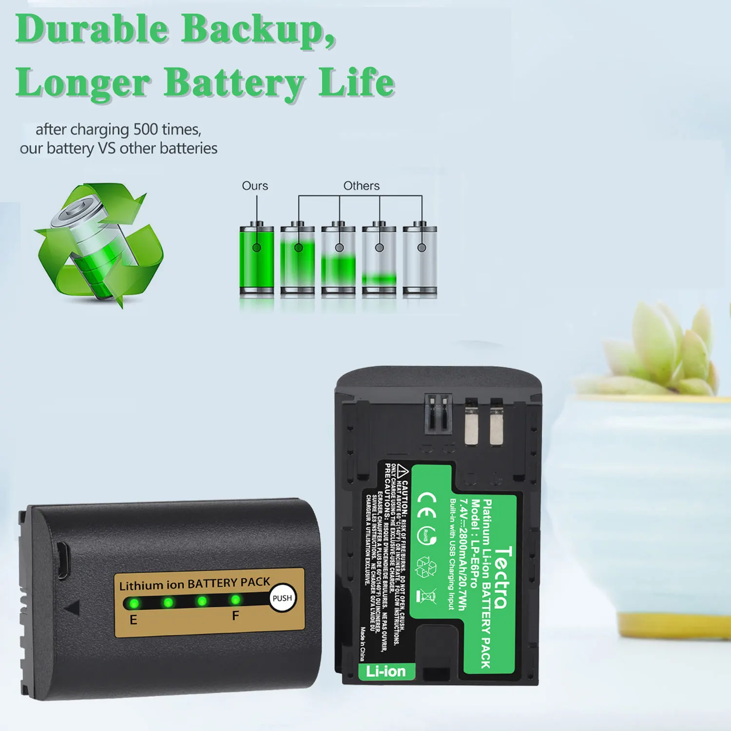 2800mAh LP-E6 LPE6 LP-E6N Camera Battery for Canon 5D Mark II III IV 5DS R EOS 6D 70D 80D