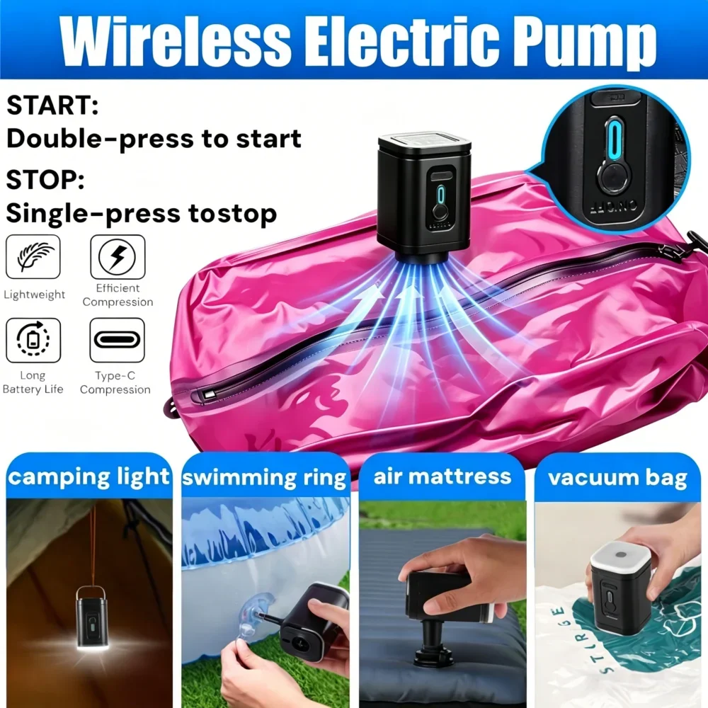 Travel Essentials Vacuum Storage Bags With Air Pump,Reusable Travel Practical Accessories Packing Cubes Vacuum Compression Bag