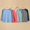 1/4 Pack 2025 New Spring and Autumn Children's Color Matching Long-sleeved T-shirt for boys and girls casual Joker T-shirt 3