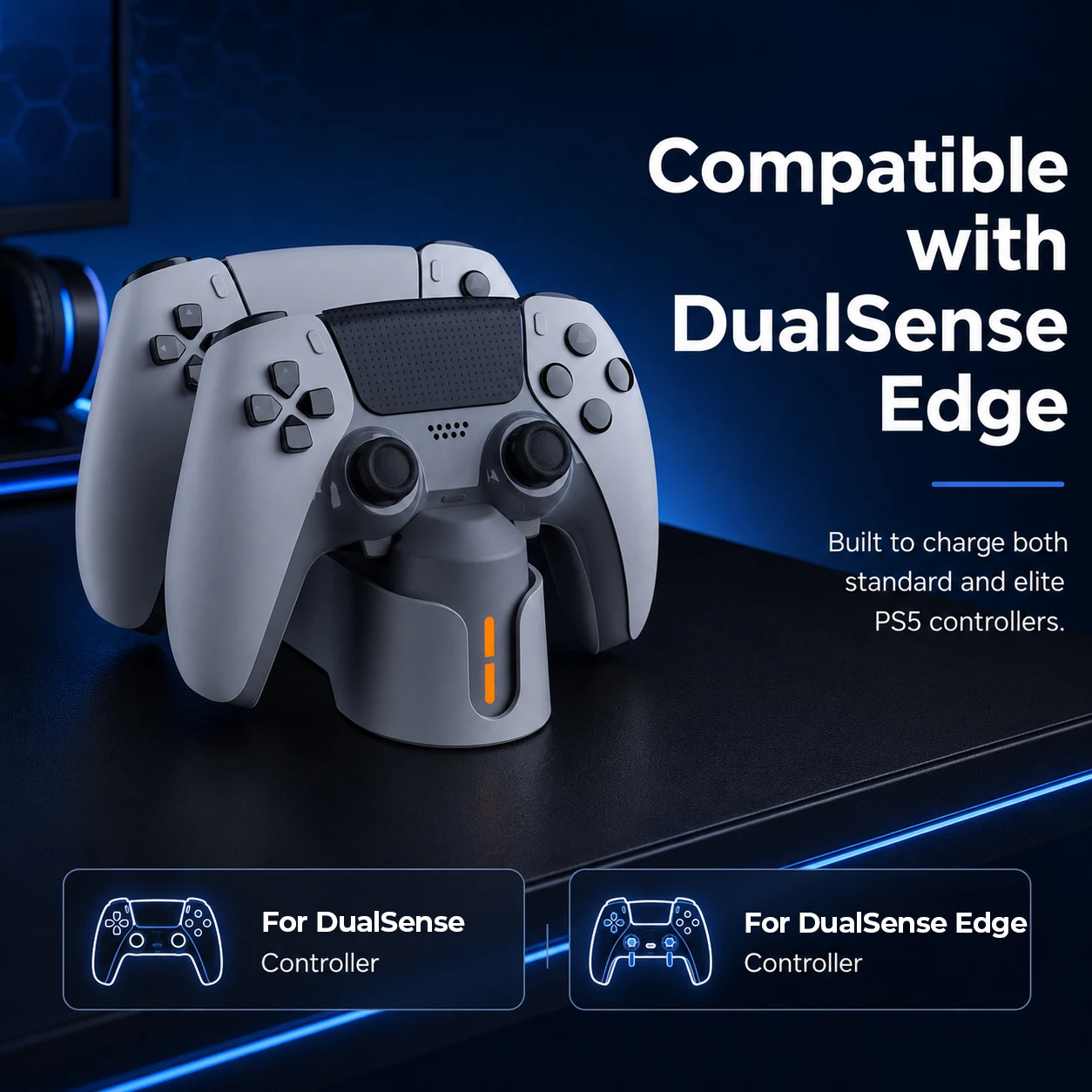 DOBE PS5 컨트롤러용 듀얼 충전 독 | LED 표시등이 있는 PS5 컨트롤러용 충전 스테이션, 접촉식, 공식 스토어