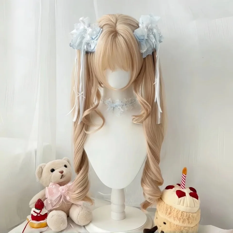 Synthetic Blonde Bob Wig for Women with Curly Ponytail