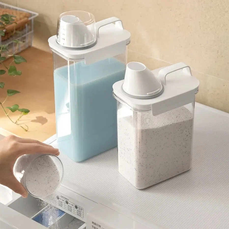 Portable Washing Powder Dispenser Measuring Cup Airtight Laundry Liquid Storage Jar Convenient Efficient Laundry laundry detergent dispenser