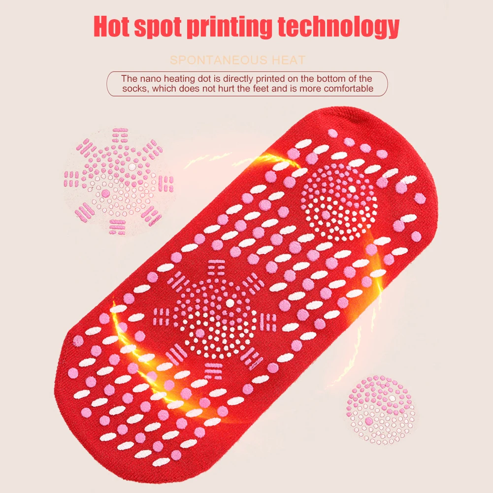 1pair Unisex Winter Warm Self-Heating Health Socks Pain Relief Outdoor Anti-Cold Therapy Magnetic Thermal Stockings Men/Women