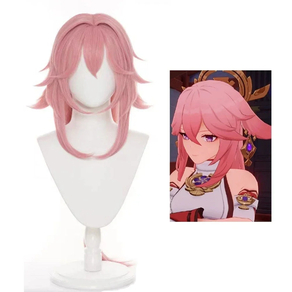 

Genshin Impact Yae Miko Long Straight Pink Women’s Cosplay Wig Anime Wigs Heat Resistant Halloween Costume Party Wigs
