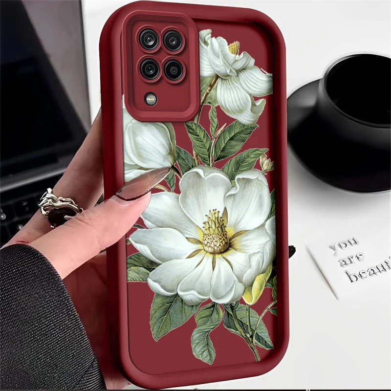 Floral Painted Silicone Phone Case - Anti-Drop Soft Cover