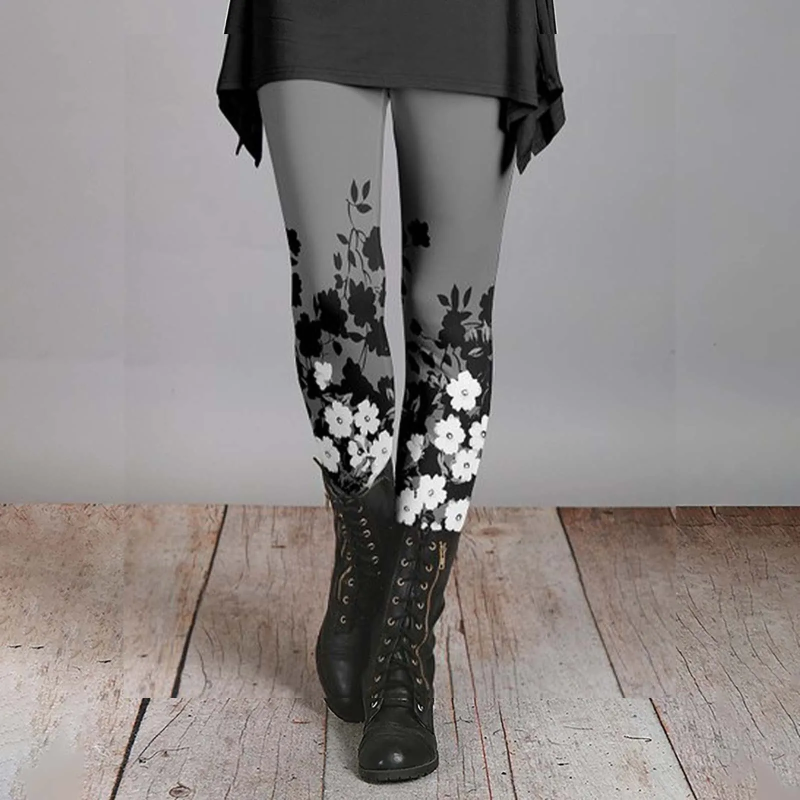 Women's Autumn And Winter Leggings Artistic Splash Printed Soft Stretchy Pants