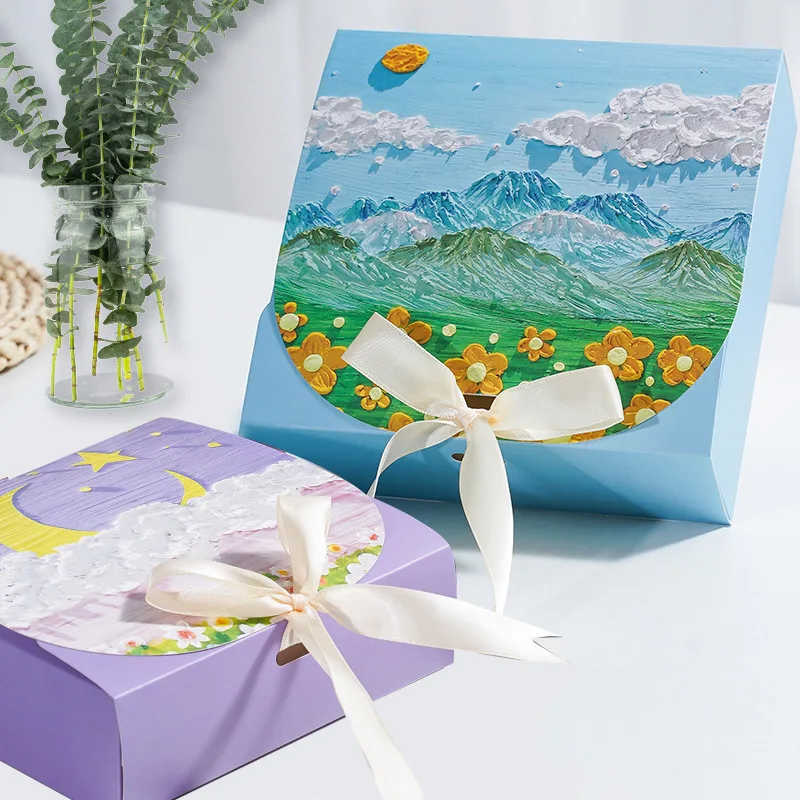 100 Teile/los 4 Stile Seidenstrümpfe Schal Geschenkbox Faltenmuster Geschenkbox Quadratische Farbbox Aufbewahrung Schmuck Geschenkbox – Detail 7