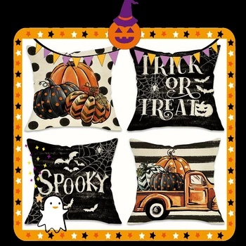 Pumpkins on Polka Dot Pillow Cover 1