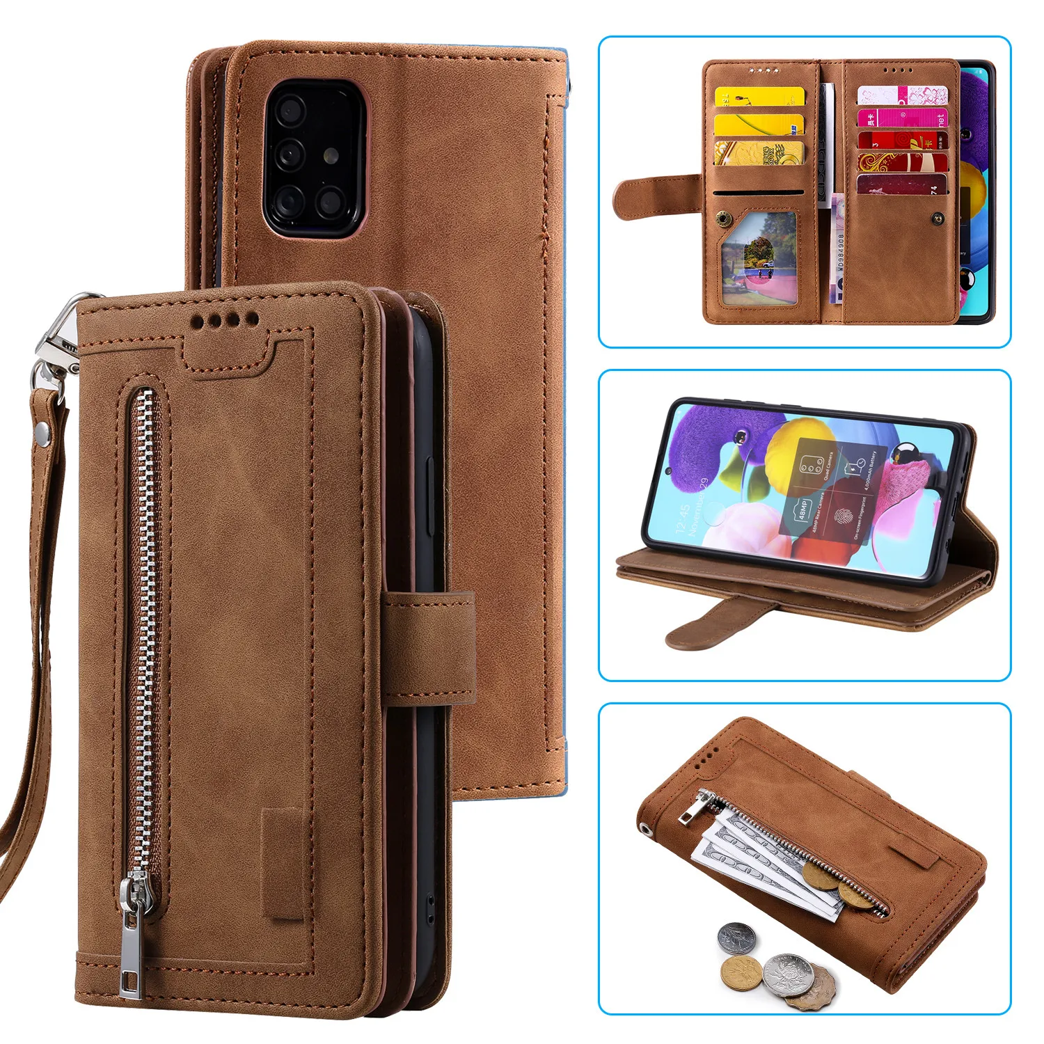 

Multi-card Zipper Wallet Leather For MOTO G Power 2022 E32 G52 G31/41 E20 E30 E40 Stand Cover Shockproof Protective Phone Case