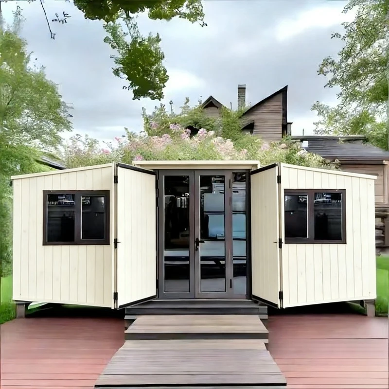 บ้านเคลื่อนที่แบบพับได้สวยงาม ขนาด 20/40 ฟุต แบบสองปีก พร้อมใบรับรองการทดสอบและการตรวจสอบ 1