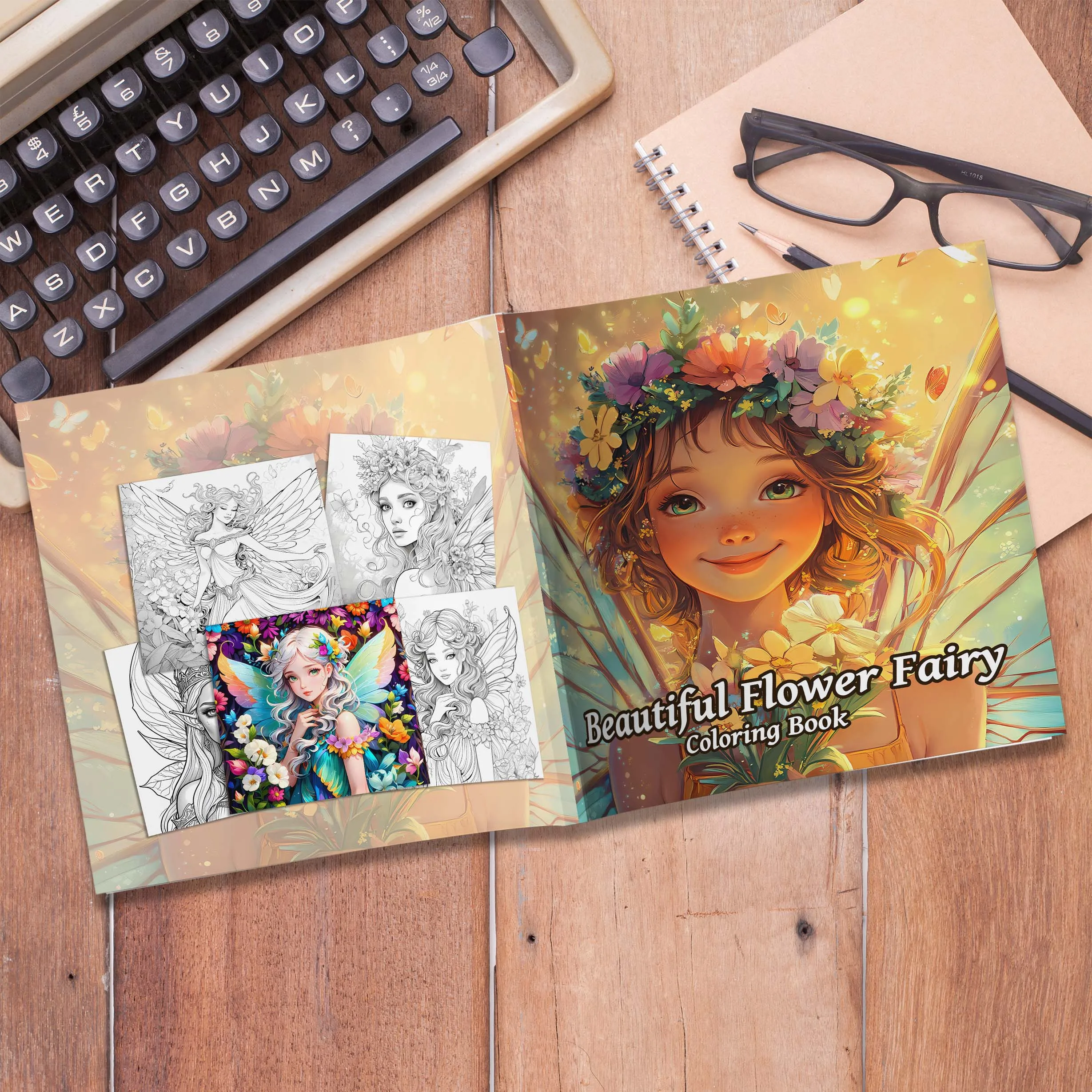 Beautiful Flower Fairny Coloring Book 24 Page Adult Picture Book Gift For Relieve Stress Kill Time Graffiti Painting Drawing Art 2