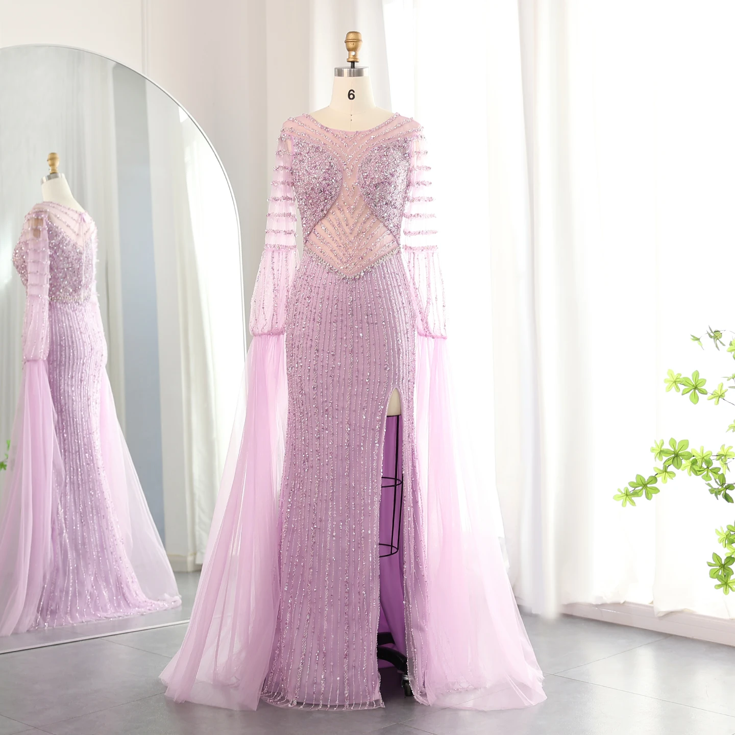 Luxury Dubai Mermaid Lilac Evening Dress with Cape Sleeves Slit Elegant Sage Green Women Wedding Party Gowns 178 1 Luxury Dubai Mermaid Lilac Evening Dress with Cape Sleeves Slit Elegant Sage Green Women Wedding Party Gowns 178 1