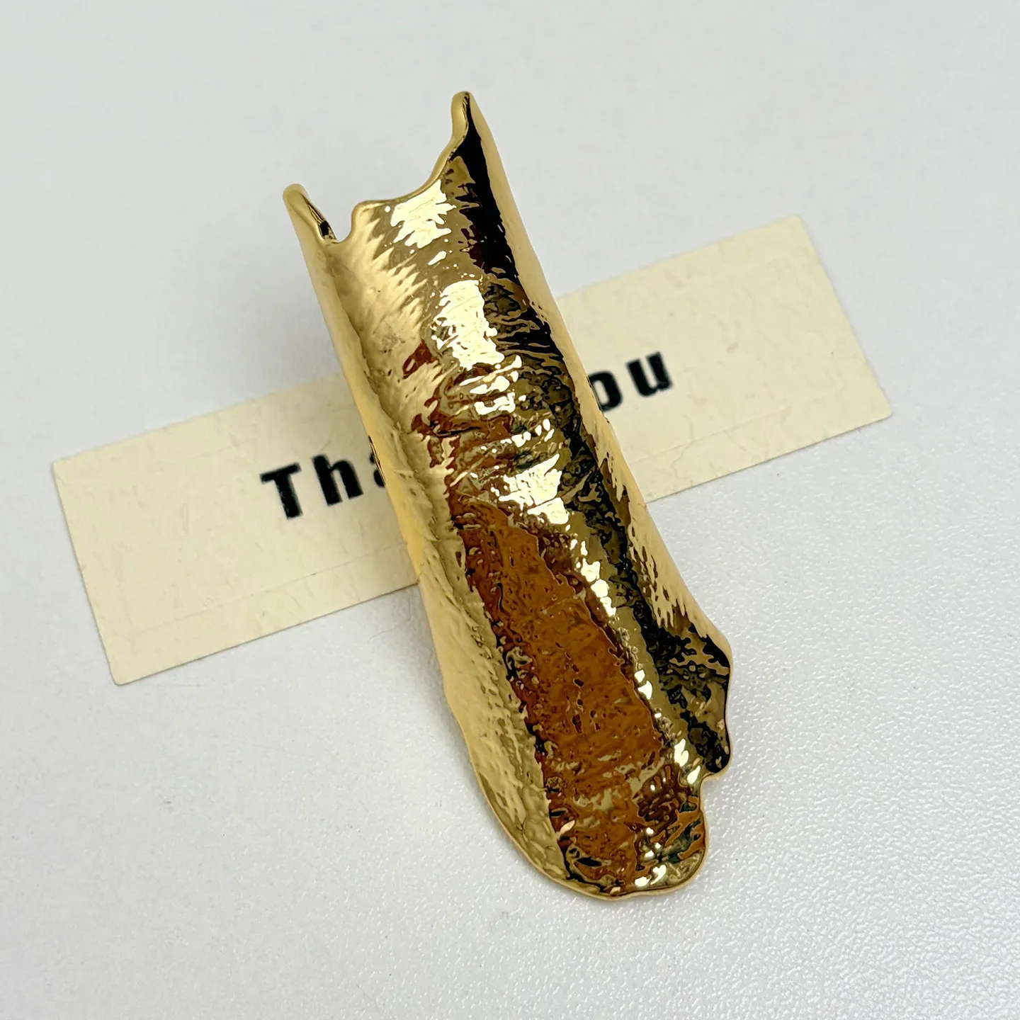 Vintage Gold Pleated Irregular Wide Band Adjustable Ring - Luxury Minimalist Jewelry