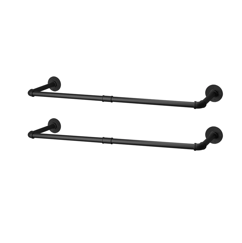 Industrial Pipe Clothes Rack Wall Mounted Twin Set